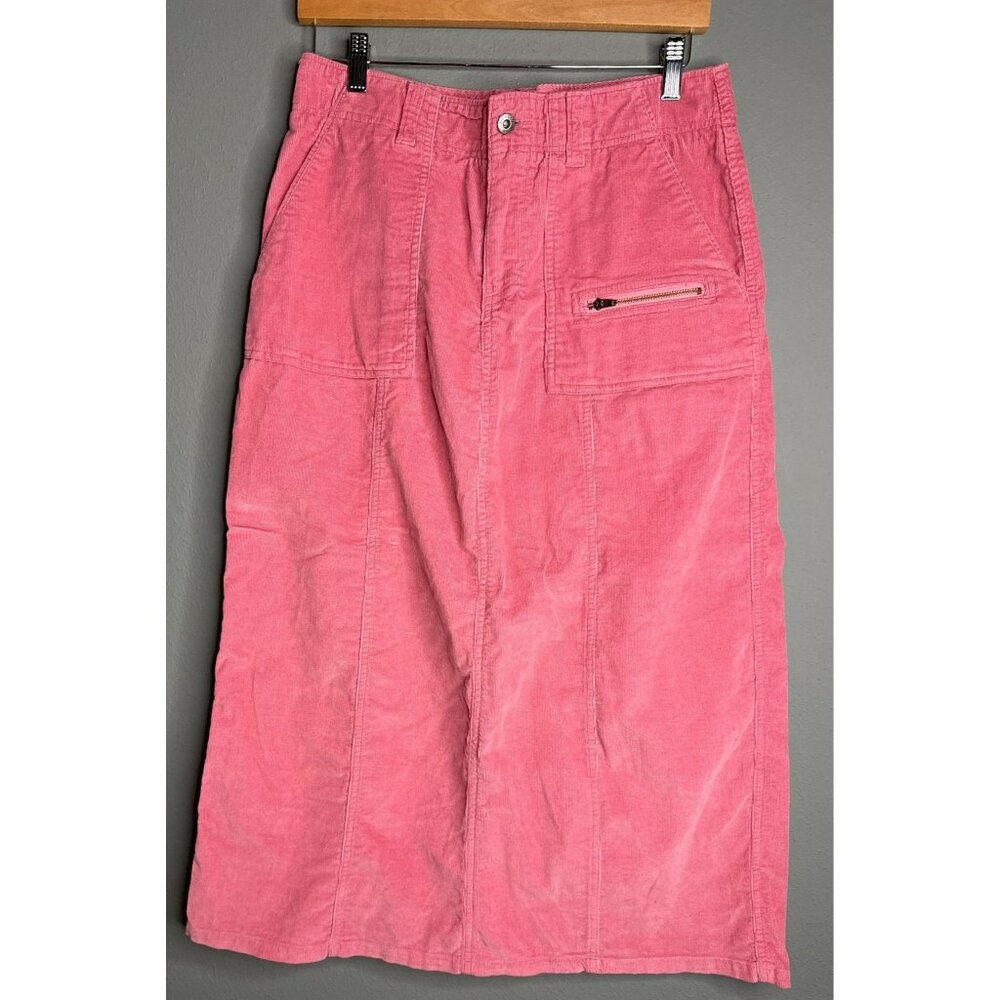 Austin Clothing Co. Western Rodeo Midi Corduroy Skirt Pink Slit Pockets